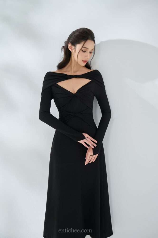 ESMEE TWISTED CHEST MIDI DRESS