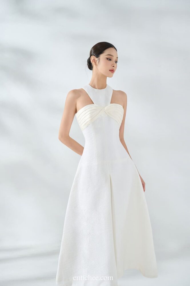 CARINA PLEATED CHEST MIDI DRESS
